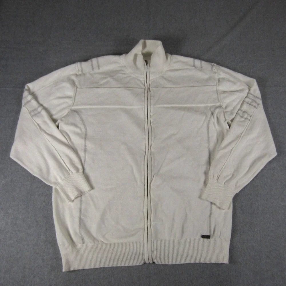 Buckle Black‎ Full Zip Sweater Mens XXL White Athletic Fit Cotton Jacket